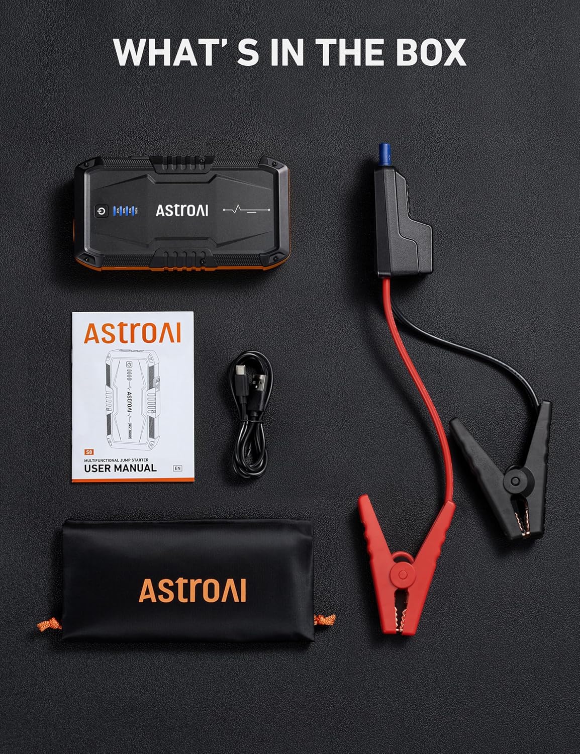 AstroAI Jump Starter Portable Car Jump Starter 12V Car Battery Charger - الصورة 8