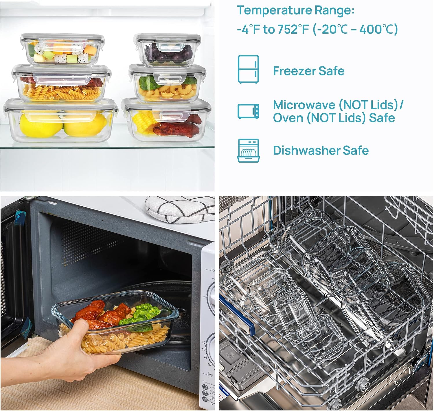Vtopmart 8 Pack Glass Containers Set for Food Storage with Airtight Lids - الصورة 3