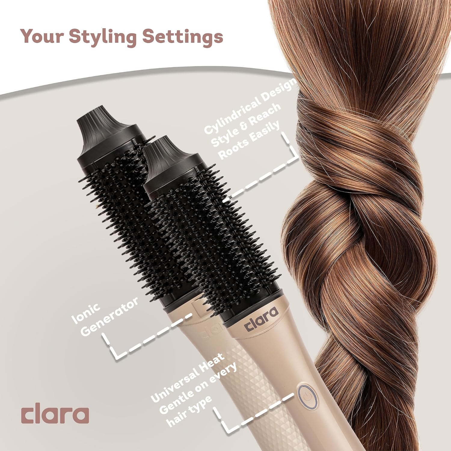 CLARA AirGlow Hot Air Styling Brush, Advanced Air Distribution Technology, BLDC Motor - الصورة 3