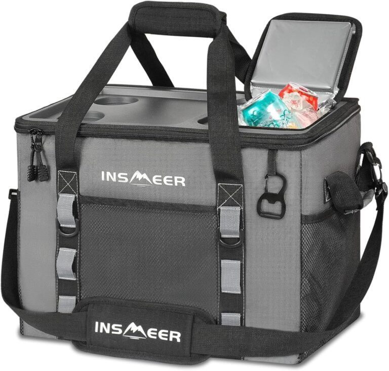 INSMEER Kühltasche Gross 40L, 60 Dosen Kühltasche Faltbar - XXL Kühltasche Isoliertasche Thermotasche mit Öffner/Verstärkte Hartern Seiten/2 Cup Haltern in Top, für Picknick, Camping, Strand, Reise