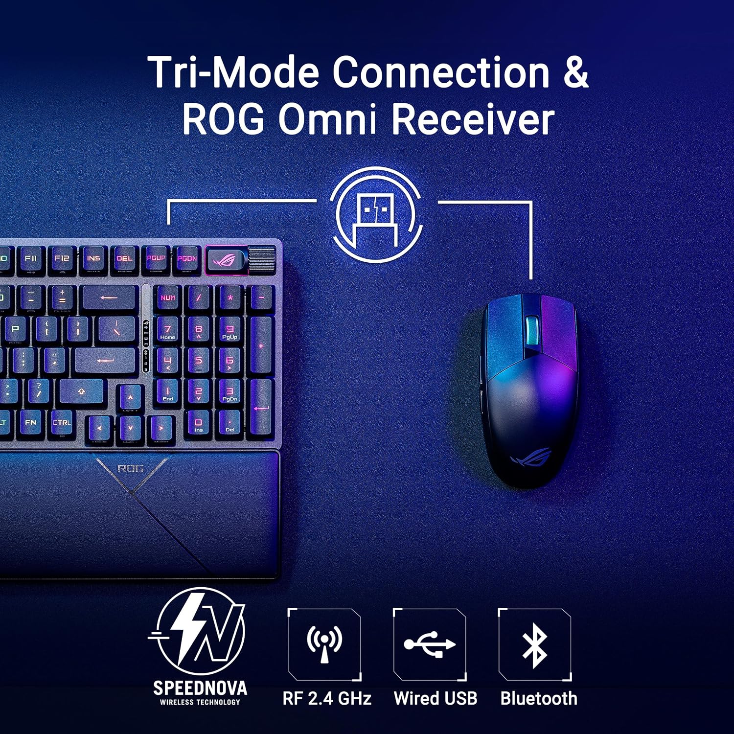 ASUS ROG Strix Scope II 96 Wireless Gaming Keyboard, Tri-Mode Connection, Dampening Foam & Switch-Dampening Pads, Hot-Swappable Pre-lubed ROG NX Snow Switches, UV-Coated ABS Keycaps, RGB-Black - الصورة 6