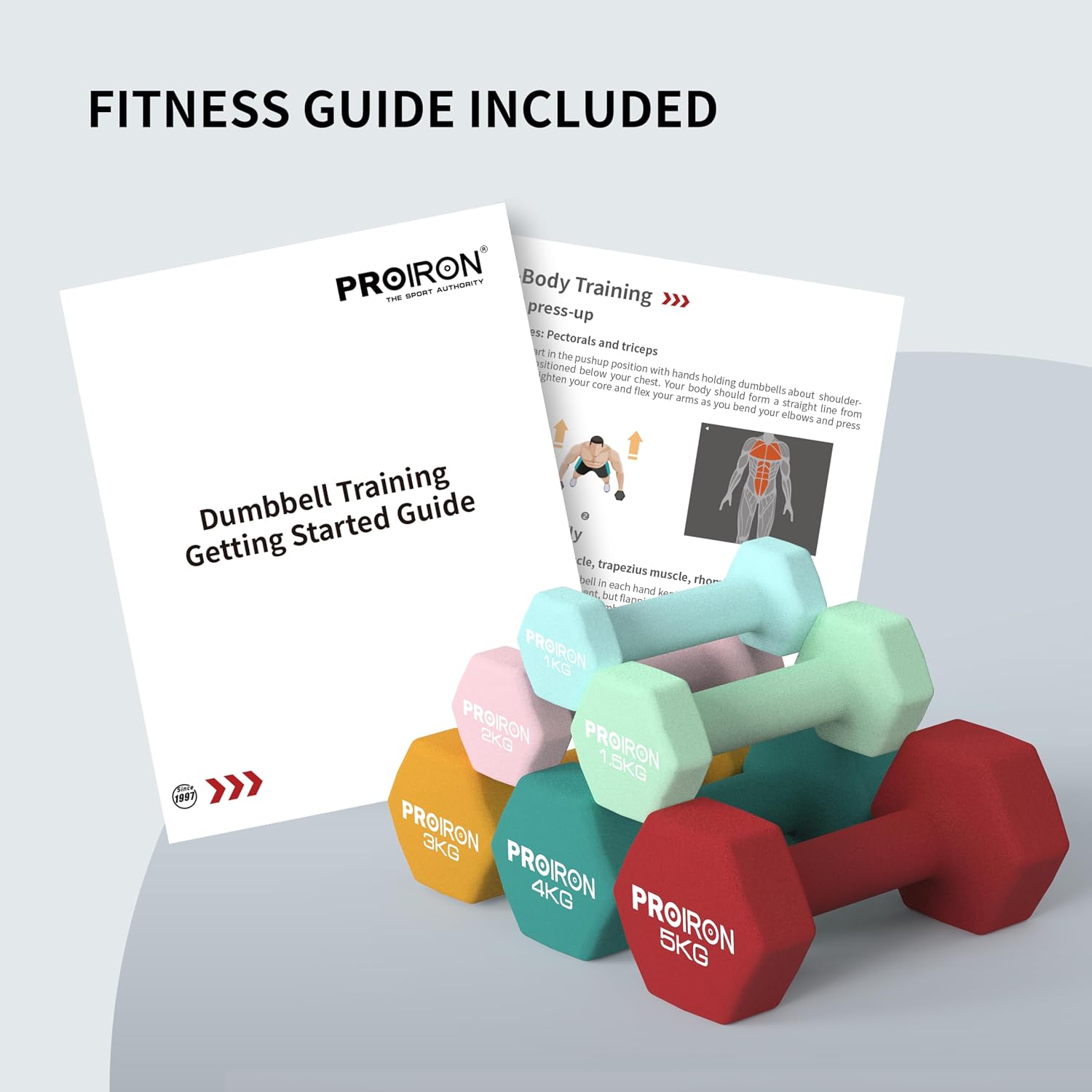 PROIRON Dumbbells Hexagonal Dumbbells Pair Anti-Slip Neoprene Dumbbell Soft-Touch Grip Hand Weights Home Gym Exercise - الصورة 6
