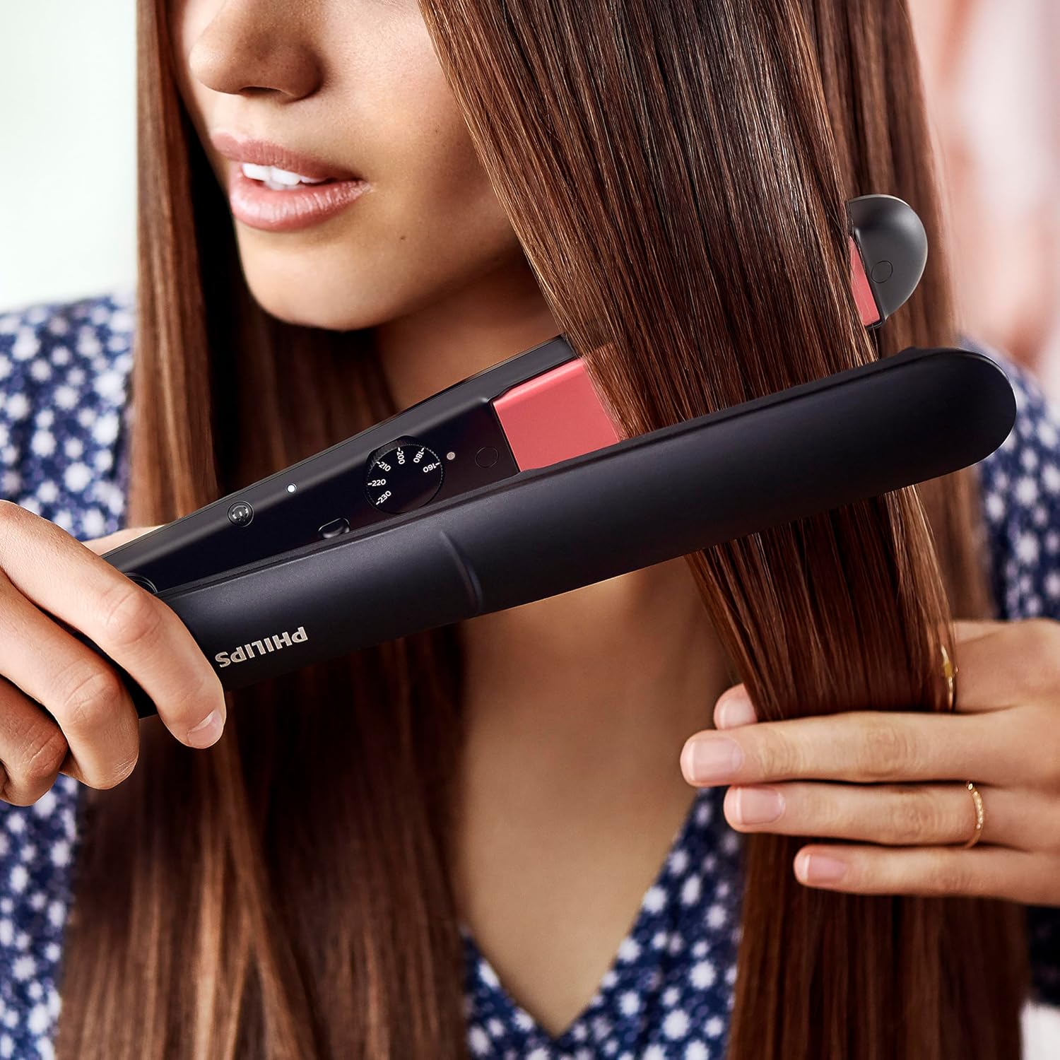 Philips Straightcare Essential Thermoprotect Straightener 6 Temperature Settings. Auto Shut-Off. Keratin Ceramic Plates. 100mm Long Plates. 3Pin , Black, Bhs376/03 - الصورة 4