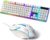 SKY-TOUCH Computer Gaming Keyboard and Mouse Combo :Keyboard with Flexible Polychromatic LED Lights Mechanical Feel Wired USB Working Keyboard Mouse Set for Windows Computer(White)