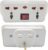 Universal 4 Way Electrical Adapter with Indicator Light Plug British Socket 4 Outlets (2UK, 2EU) Multi-Purpose Travel 3 Pin AC Power Extension Splitter Wall Adapter for KSA/UAE/EU/UK/US