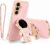 Astronaut Phone Case for Galaxy,TPU Girl Boy Cover with Gold Electroplated Edges,Soft Colorful Rotating Kickstand,Silicone Astro (1, Pink, Samsung A17)