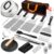 E-far Griddle Accessories Kit of 27, Teppanyaki Tools for Flat Top Cooking Grilling Camping, Stainless Steel Melting Dome, Metal spatulas, Bacon Press for Outdoor BBQ, Heavy Duty & Dishwasher Safe