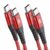 sweguard USB C Cable [2-Pack,1M ], 60W Nylon-Braided Fasting Charging Cable USB C to Type C for iPhone 15 16 17 Pro Max Plus Air,MacBook,iPad Pro,Galaxy S25 S24 S23 S22 S21, Huawei-Red